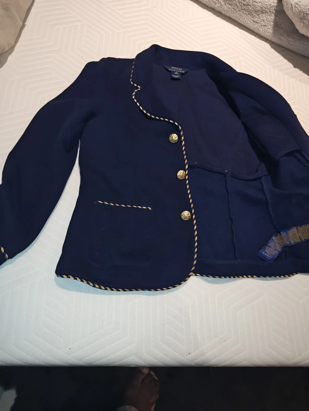 Polo by Ralph Lauren Navy Blazer with Gold Braid and Crest 8-10